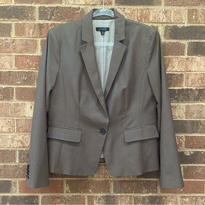 Ann Taylor classic single-breasted suit jacket in light brown, size 12.